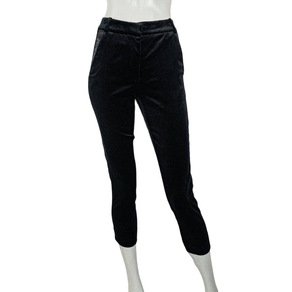 The KOOPLES Women's Black Velvet ankle Trouser Pants Size 32